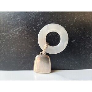 Vintage WEB Sterling Personalized Bell Lucite Ring Baby Teething Rattle